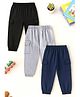 Trampoline Cotton Blend Knit Pack Of 3 Solid Cargo Joggers - Black Blue & Grey