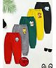 Trampoline Fleece Knit Full Length Pack Of 5 Pajamas With Animal Print - Multi Colour