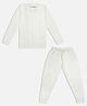 Trampoline Knit Full Sleeves Striped Thermal Sets - White