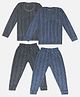 Trampoline Knit Pack of 2 Full Sleeves Striped Thermal Sets - Grey & Blue