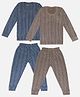 Trampoline Knit Pack of 2 Full Sleeves Striped Thermal Sets - Blue & Brown