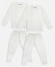 Trampoline Knit Pack Of 2 Full Sleeves Striped Thermal Sets - White