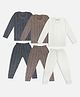 Trampoline Knit Pack Of 3 Full Sleeves Striped Thermal Sets - Grey White & Brown