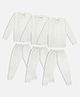 Trampoline Knit Pack Of 3 Full Sleeves Striped Thermal Sets  - White