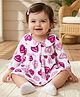 Babyoye 100% Cotton Interlock Knit Full Sleeves Frock With Bloomer With Heart Print - White