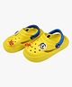 Toothless Ok Text Applique Detailed Perforated Slingback Clogs - Yellow & Royal Blue