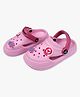 Toothless Ok Text Applique Detailed Perforated Slingback Clogs - Pink & Fuchsia