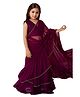 Cutiediva Georgette Woven Sleeveless Stones Embellished Wrap Around Saree With Ready Made Blouse - Wine