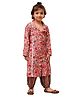 Cutiediva Modal Woven Full Sleeves Floral Printed Lace Embellished Kurti & Afghani Set - Multi Colour