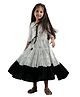 Cutiediva Rayon Woven Three Fourth Sleeves Abstract Printed  Tiered Anarkali Kurti - White