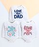 Polka Tots Family Theme Cotton Knit Pack Of 3 Full Sleeves Love You Dad Text Printed Onesie - White