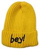Priaansha Creation Woven Bey Text Designed Winter Beanie Cap - Yellow - Circumference 56 Cm
