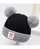 Priaansha Creation Woven Fluffy Balls Designed Beanie Hat - Black - Circumference 52 Cm