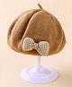 Priaansha Creation Woven Bow Appliqued Beret Hat - Brown - Circumference 36 Cm