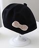 Priaansha Creation Woven Bow Appliqued Beret Hat - Black - Circumference 36 Cm
