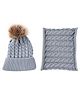 Priaansha Creation Kids Woven Pom Pom Detailed Beanie & Muffler - Gray
