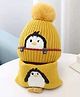 Priaansha Creation Pom Pom Detailed Penguin Designed Cap & Muffler Set - Yellow