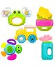 NEGOCIO Rattle Toys for Babies - Colorful Attractive Teethers for 0-12 Months Newborns - 5pc Train Set with Fun Colors & Soft Texture- PACK OF 1- COLOR MAY VARY