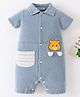 Mark & Mia Half Sleeves Romper With Teddy Bear Patch - Blue