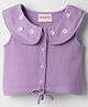 Babyhug Crinkled Crepe Woven Sleeveless Top With Floral Embroidery - Lilac
