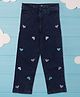 Nautinati Cotton Knit Hearts Embroidered Jeans - Blue