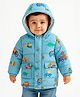 Nautinati Knit Full Sleeves Vehicles & Animals Hooded Puffer Jacket - Aqua Blue