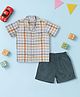 Nautinati Cotton Knit Half Sleeves Plaid Checked Shirt & Shorts Set - Green & Yellow