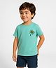 Nautinati Cotton Knit Half Sleeves Beach Theme Back Printed Oversized Tee  - Teal