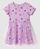 Nautinati Knit Half Sleeves Fair Theme Printed Tulle Dress - Lavender