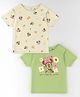 Nautinati Cotton Knit Pack Of 2 Disney Mickey Mouse & Friends Featuring Half Sleeves Minnie Mouse Printed Tees - White & Green