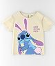 Nautinati Cotton Knit Lilo And Stitch Featuring Half Sleeves Character Printed Tee - Off White
