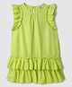 Nautinati Cotton Knit Sleeveless Solid Tiered Dress - Green