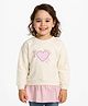Nautinati Cotton Knit Disney Mickey Mouse & Friends Featuring Full Sleeves Minnie Mouse & Daisy Heart Printed Light Winter Sweatshirt - White
