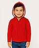 Nautinati Knit Full Sleeves Cable Knit Designed Hooded Sweater - Red
