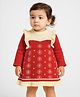 Nautinati Knit Full Sleeves Snowflake Designed Dress - White & Red