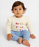 Nautinati Cotton Knit Mickey & Friends Featuring Full Sleeves Minnie Mouse Printed Sweatshirt & Joggers Set - Blue & White