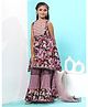 MASTARANG Blended Woven Sleeveless Floral Embroidered & Printed Kurti Sharara With Dupatta Set - Wine