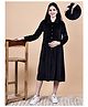 Secret Wish Velvet Woven Full Sleeves Solid Maternity Dress With Front Open Nursing Access - Black
