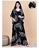 Secret Wish Rayon Woven Half Sleeves Abstract Printed Nighty - Black