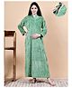 Secret Wish Fur Woven Full Sleeves Solid Nighty With Front Zipper Nursing Access - Aqua Green