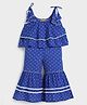 Somersault Cotton Woven Sleeveless Motifs Printed Top & Sharara Set - Blue