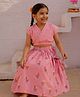 Somersault Cotton Woven Half Sleeves Gota Lace Embellished Lehenga Choli Set - Pink
