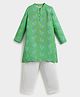 Somersault Cotton Woven Full Sleeves Birds Printed Kurta Pyjama Set - Green