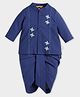 Somersault Cotton Woven Full Sleeves Paper Windmill Embroidered Dhoti Kurta Set - Blue