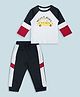 My Milestones 100% Cotton Knit Full Sleeves Car Printed Tee & Joggers Set - Multi Colour