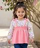 Babyhug 100% Cotton Single Jersey Knit Full Sleeves Tops With Floral Print - Pink