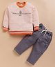KIDZELLO Cotton Knit Full Sleeves Striped Tee & Pant - Orange