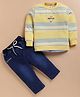 KIDZELLO Cotton Knit Full Sleeves Striped Tee & Jeans - Lemon