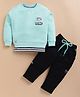 KIDZELLO Cotton Knit Full Sleeves Have Fun Text Printed Tee & Pant - Sea Green