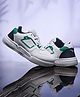 asian Colour Blocked Mesh Detailed Lace Up Sneakers - White & Green
